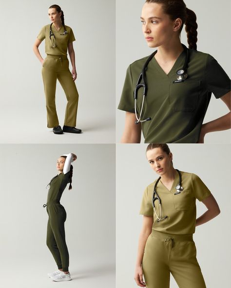 Introducing Jaanuu's newest shades: Olive 🌿 and Ceramic Khaki 🍂. Transform your work attire with these sophisticated and versatile colors, crafted for the modern healthcare professional. 💼🩺 #EmpowerInJaanuu #scrubsgoals #ScrubsLife #JaanuuComfort #scrubs #SizeInclusive #MedicalUniform #JaanuuScrubs #StayProtected #ScrubLife #ComfortInStyle #healthcareworkers Scrub Photoshoot Ideas, Scrubs Colors, Scrubs Photoshoot, Medicine Pictures, Jaanuu Scrubs, Cute Scrubs, Scrubs Uniform, Medical Outfit, Medical Uniforms