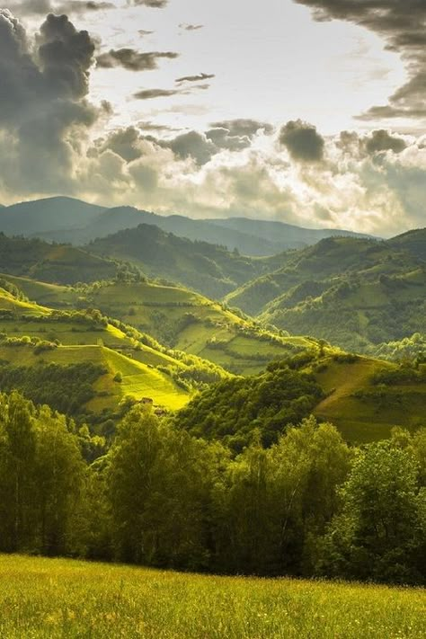 Mountains in Romania. Green Hills, Trip Planner, Ios 7, Have Inspiration, Rolling Hills, Beautiful Places In The World, Alam Yang Indah, Nature Aesthetic, Green Grass