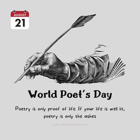 Poet's Day is observed on 🗓️ August 21st annually, is a celebration dedicated to the art of poetry and the individuals who weave words into beautiful verses. This day honors the creativity, emotion, and imagination that poets infuse into their work, shaping the way we perceive the world. It's a time to appreciate the impact of poetry on culture and to explore the diverse expressions of human experiences through poetic language. Whether by reading classic or contemporary poems, attending ... Types Of Poems, Constellations In The Sky, World Poetry Day, Poetic Devices, Proof Of Life, Poetry Day, Beautiful Verses, Forms Of Poetry, Prose Poetry