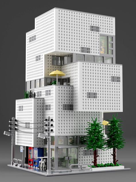 Lego Architecture Ideas, Lego Building Ideas, Lego Architecture Building, Lego Buildings, Lego Sculptures, Town Building, Brick Loft, Lego Modular, Amazing Lego Creations