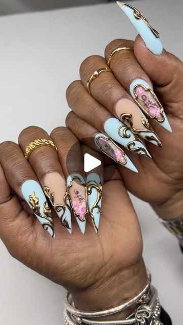 Baroque Nail Art, Baroque Nails, Alabama Nails, Nailart Ideas, Nails Spring, Artist Aesthetic, Nail Patterns, Baroque Fashion, Chrome Nails