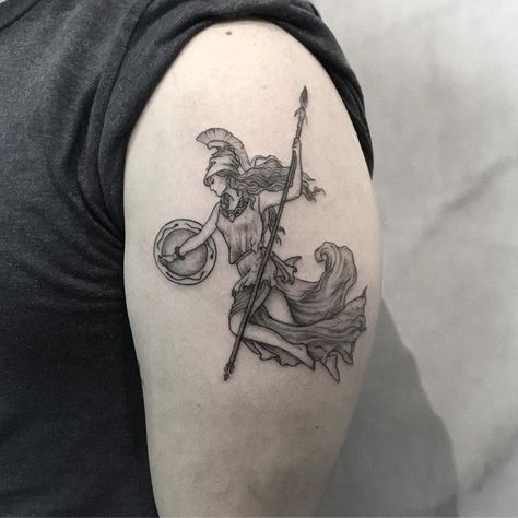 Athena Tattoos, Athena Tattoo, Greek God Tattoo, Black And Grey Tattoos For Men, Black And Grey Tattoos Sleeve, Super Tattoo, Greek Mythology Tattoos, Tattoo Minimalist, God Tattoos