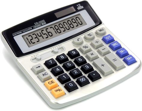 OFFIDIX Office Desktop Calculator Solar and Battery Dual Power Electronic Calculator Portable 12 Digit Large LCD Display Calculator 1PC Basic Calculators, Scientific Calculators, Power Electronics, Solar Design, Square Roots, Electrical Energy, Office Desktop, Solar Battery, Dim Lighting