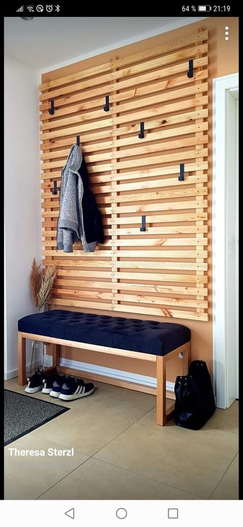 Side Entryway Ideas, Front Door Drop Zone, Front Entry Ideas, Drop Zone Ideas Entryway, Wood Coat Rack, Home Hall Design, Hall Design, Home Entrance Decor, Home Upgrades