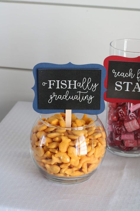 Candy Bar Graduation, Graduation Snacks, Grad Candy Bar, Grad Candy, Graduation Party Desserts, Graduation Candy Bar, High School Graduation Party Decorations, Graduation Food, Graduation Party Table