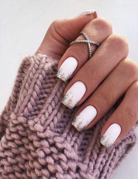 White Shellac Nails, Nails Shellac, White Gel Nails, White Manicure, Nagellack Trends, Edge Nails, Beige Nails, White Nail Art, Her Nails