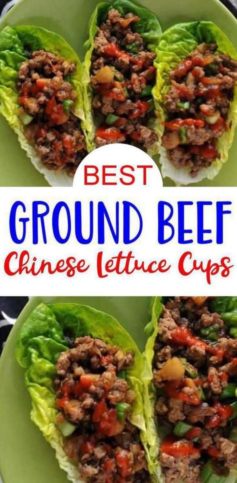 Lettuce Wraps Hamburger, Asian Beef Lettuce Cups, Recipes For Lettuce Wraps, Chinese Lettuce Cups, Teriyaki Beef Lettuce Wraps, Lettuce Cups Recipe, Asian Ground Beef Lettuce Wraps, Ground Beef Lettuce Cups, Ground Beef Lettuce Wraps Easy