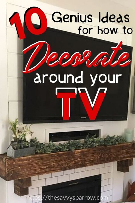 How To Decorate Tv Wall In Living Room, What To Put Under Tv Mounted On Wall, How High To Hang A Tv On The Wall, Flat Screen Tv On Wall Ideas Living Room, Wall Above Tv Decorating, Decorating Around A Tv On The Wall Mounted Tv, Decorating Under Tv Wall Mounted Tv, Shelf Decor Tv Wall, Under Tv Mantle Decor