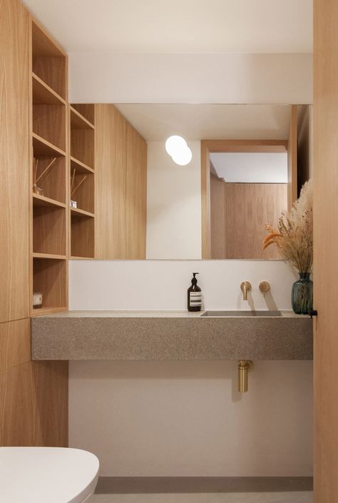 Gray Brick Wall, Kitchen Refurbishment, Yellow Cloud, Pale Wood, Internal Courtyard, London Home, Built In Seating, Bright Kitchens, Terrazzo Flooring