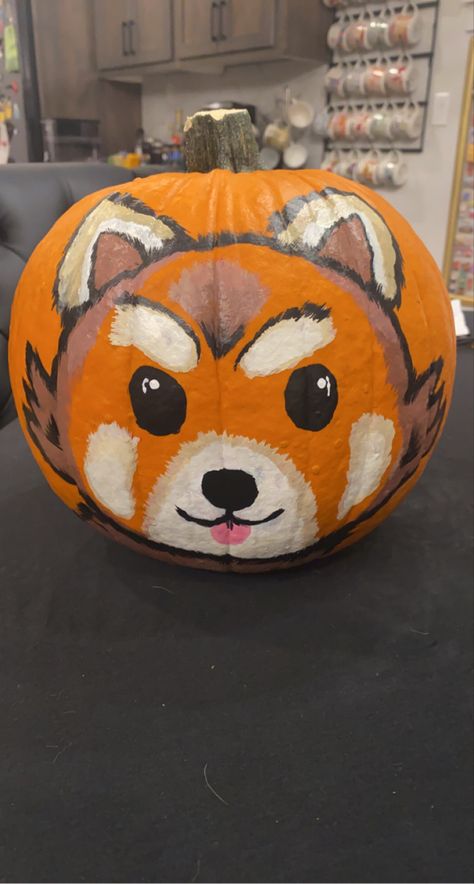 Pumpkin, painted pumpkin, red panda, painted red panda Wolf Pumpkin Painting, Panda Pumpkin Painting, Red Panda Pumpkin, Panda Pumpkin, Wolf Pumpkin, Pumpkin Painted, Panda Painting, Painted Pumpkin, Pumpkin Painting