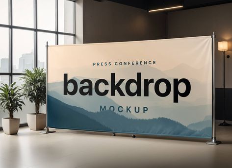 Free Press Conference Backdrop Mockup PSD - Good Mockups Event Conference Design, Press Conference Design, Event Backdrop Design, Conference Backdrop, Backdrop Mockup, Launch Event Ideas, Backdrop Template, Human Element, Ad Ideas