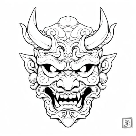 japanese tattoo designs Hannya Maske, Traditional Tattoo Outline, Japanese Mask Tattoo, Oni Mask Tattoo, Moth Art Print, Japanese Dragon Tattoo, Mask Drawing, Stencil Ideas, Mask Tattoo