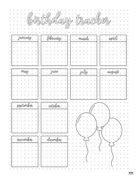 Track the birthdays of your loved ones or students each year with any of these 20 FREE birthday calendars and trackers. Print from home! Bujo Birthday Tracker, Tracker Bullet Journal Printable, Birthday Savings Tracker, Birthday Calander Printable Free Calendar, Bullet Journal Birthday Page, Bullet Journal Birthday Tracker, Tracker Free, Birthday Tracker, A5 Printables