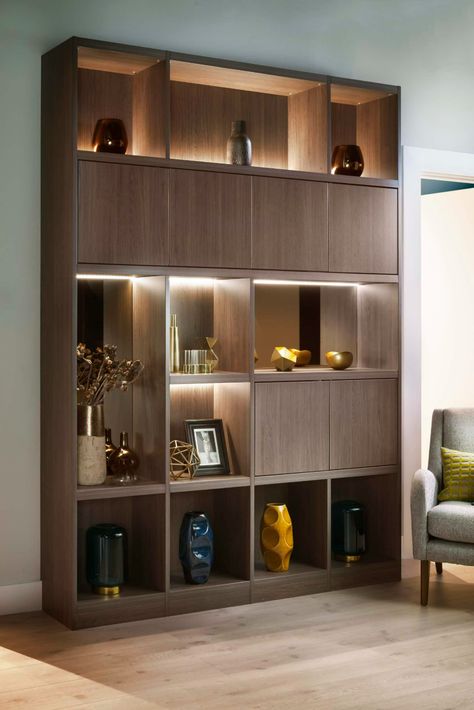 Drawing Room Storage Ideas, Display Units Living Room, Wall Cupboards Living Room, Waiting Room Design Reception Areas, Hotel Interior Bedroom, Living Room Storage Unit, Shelving Units Living Room, Bespoke Living Room, Living Room Units