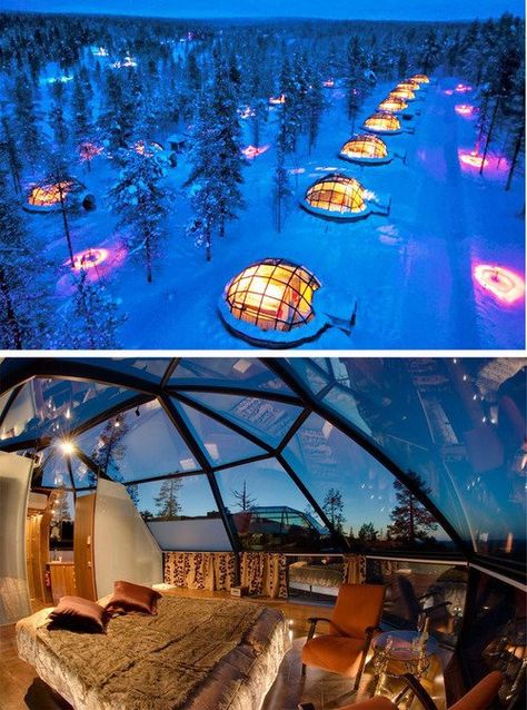 Kakslauttanen Arctic Resort -  Sleeping in an igloo hotel in Finland. Imagine the stars at night! Igloo Hotel, Glass Igloo, Kakslauttanen Arctic Resort, Santa Cruz Bolivia, Knowledge Facts, The Northern Lights, Stars At Night, Future Travel, Pretty Places