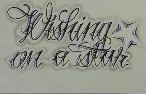 Wishing on a star...... Oldies Letters, Chicano Letters, Cursive Letters Fancy, Wishing On A Star, Illusion Tattoos, Optical Illusion Tattoos, Easy Graffiti Drawings, Chicano Lettering, Tattoo Outline Drawing