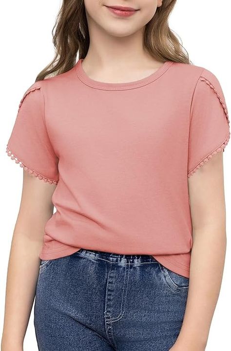 Amazon.com: blibean Youth Girl Shirt Young Kid Short Sleeve Blouse Solid Plain Summer Top Fashion Casual Tee Clothes Dressy Outfit Fancy Tshirt Size 8-9 Year Old Pink: Clothing, Shoes & Jewelry Kids Tshirt Designs, Pink Clothing, Dressy Outfit, Old Pink, Kids Tshirt, Kids Board, Kids Fashion Clothes, Kids Trend, Girl Shirt