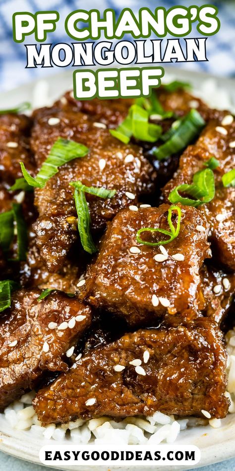 Copycat P.F. Chang's Mongolian Beef is an easy 30 minute meal made at home - have fakeout takeout any night of the week! Copycat P.f. Chang’s Mongolian Beef, Pf Chang Mongolian Beef Recipe, Pf Chang's Mongolian Beef Recipe, Mongolian Beef Crockpot, Crock Pot Mongolian Beef, Mongolian Beef Recipe Pf Changs, Easy Mongolian Beef Recipe, Crockpot Mongolian Beef, Slow Cooker Mongolian Beef