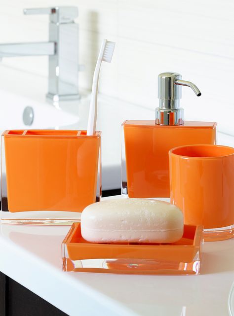 Orange tile bathroom