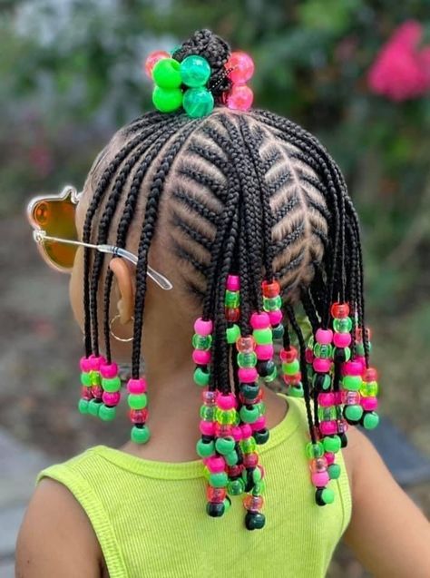 Cornrows Beads, Girls Cornrow Hairstyles, Girls Braided Hairstyles Kids, Braids And Beads, Toddler Braided Hairstyles, Toddler Braids, Kids Style Hair, Cute Toddler Hairstyles, Kid Hair