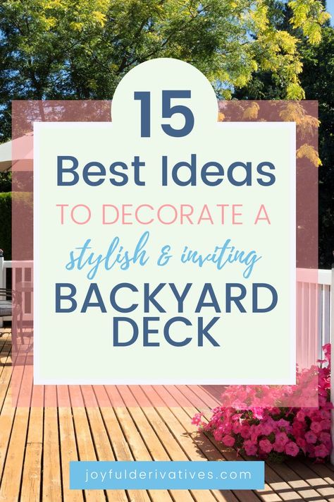 Large Decks Ideas, Budget Deck Decorating Ideas, Party Deck Ideas Backyards, Patio Deck Ideas Decor, Comfy Deck Ideas, Second Story Deck Decorating Ideas, Decking Decor Ideas, Large Outdoor Deck Decorating, Outside Deck Decor