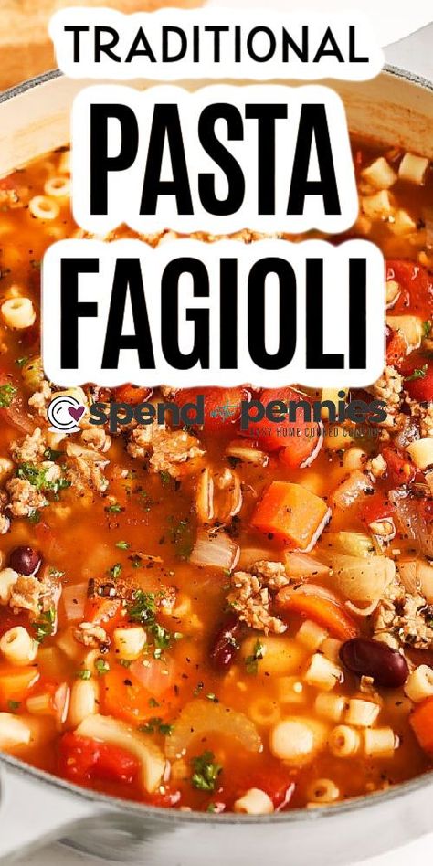 Soup With Veggies, Pasta Fagioli Soup Recipe, Pasta Soup Recipes, Pasta And Beans, Easy Homemade Soups, Pasta Fagioli Recipe, Pasta Fagioli Soup, Pasta E Fagioli Soup, Fagioli Soup