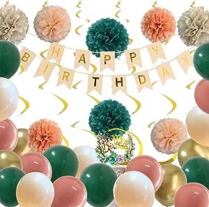 100th Birthday Party Decorations, Green Happy Birthday, Happy Birthday Floral, Blush Decor, Floral Cake Topper, Woman Birthday Party, Gold Birthday Party, Happy Birthday Parties, Happy Birthday Banner