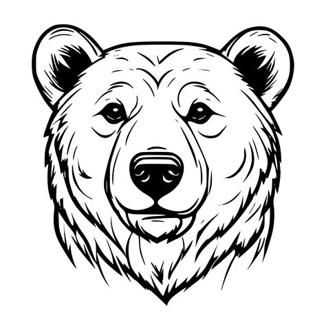 Check this out on SVG.io How To Draw A Bear Face, Bear Wood Burning, Bear Head Drawing, Black Bear Drawing, Bear Head Silhouette, Bear Svg Free, Bear Line Drawing, Grizzly Bear Drawing, Bear Face Drawing