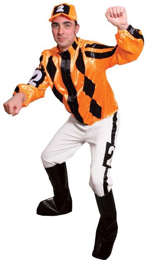 Jockey costume Jockey Costume Diy, Costumes Beginning With J, Fancy Dress Beginning With J, Costumes Starting With J, Jailbird Costume, Jockey Costume, 50's Costume, Fancy Dress Ideas, Racing Theme