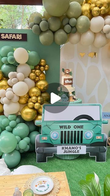 TshiLandeni Xclussive Creations 🇿🇦 on Instagram: "Wild One safari Themed party #  Khano is ONE.  Decor by @tshilandeni_xclusive_creations   #wildone #wildsafarithemebirthday  #safaritheme  #birthdayboy  #boythemedparty  #safariballoons" Safari Themed Party, Safari Theme Birthday Party, Safari Party Decorations, Safari Theme Birthday, Safari Theme Party, Party Themes For Boys, Safari Birthday Party, Safari Party, Safari Theme