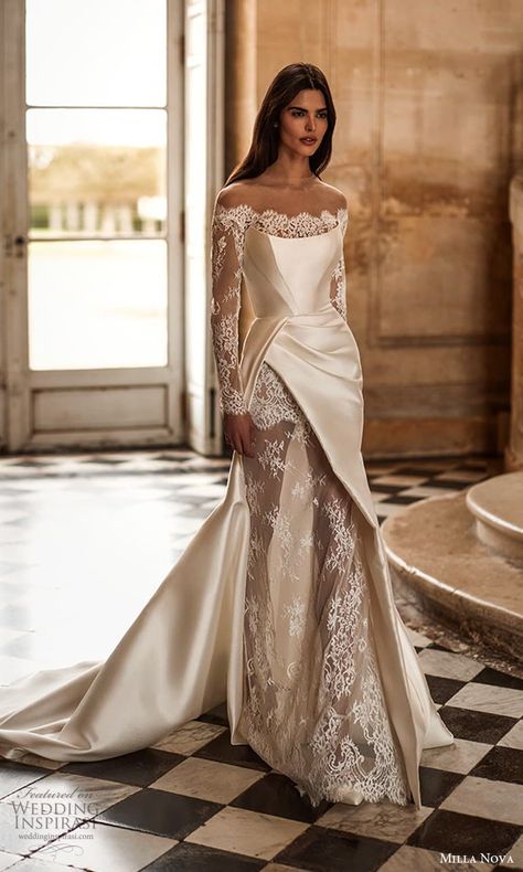 ✨ Milla Nova Wedding Dresses — “Chapter Bride” Bridal Collection 💍 | Wedding Inspirasi Classic A-line Wedding Dress, Wedding Dresses 2025 Bride, Off Shoulder Wedding Dress Long Sleeve, Bride Dress 2024, 2024 Bridal Gowns, Wedding Dresses 2025, Wedding Dress 2025, 2025 Wedding Dresses, Fashion Bridesmaid Dresses