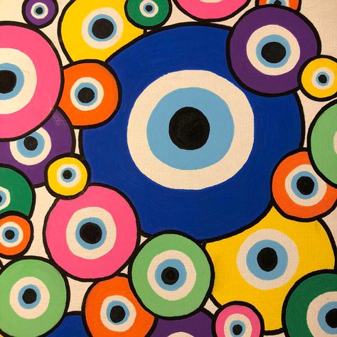 Evil Eyes Paintings, Evil Eye Canvas Painting Ideas, Evil Eye Widget, Painting Ideas Evil Eye, Evil Eye Painting Ideas, Evil Eye Painting Canvases, Evil Eye Paintings, Trippy Eye Painting, Trippy Asethic Wallpaper