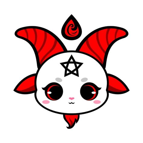 Cute Satanic Wallpaper, Cute Baphomet Tattoo, Baphomet Drawing, Cute Baphomet, Cute Demon, Cute Monsters Drawings, Y2k Stickers, Graffiti Tattoo, Pagan Art