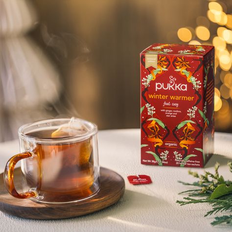 We’re thrilled to announce the return of our seasonal edition tea, Winter Warmer, just in time for the winter 🍂 Celebrate the magic of the season - wrap your hands around a cup of Winter Warmer tea to experience true cosiness, with ginger, rooibos, orange, and star anise ✨ A caffeine-free treat to bring you comfort and joy through the winter season. May this uplifting brew warm your heart 🍵❤️ Shop on our website. #Pukka #PukkaHerbs #WinterWarmer #SeasonalTea #Winter #Autumn Pukka Tea Aesthetic, Hot Tea Photography, Winter Product Photography, Tea Product Photography, Anti Design, Photography Tea, Pukka Tea, Tea Photography, Holiday Tea