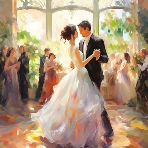 Wedding Portraits Painting, Wedding Art Illustration, Wedding Painting Gift, Live Painting Wedding, Painting Of Wedding, Wedding Portrait Painting, Wedding Art Painting, Anniversary Painting, Marie Cardouat