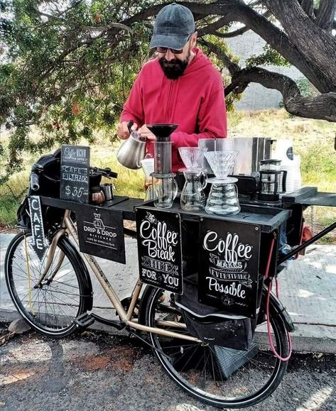 Bicycle Cafe, Bike Food, Mobile Cafe, Mobile Coffee Shop, Street Coffee, Small Cafe Design, Coffee Bike, Food Cart Design, Coffee Truck