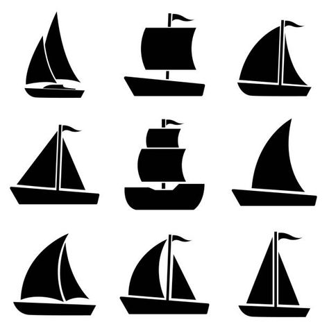 Sailboat Sunset, Sunset Sailboat, Ship Silhouette, Boat Icon, Boat Silhouette, Sailboat Tattoo, Vintage Typography Design, Boat Vector, Boat Illustration