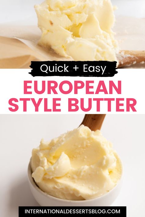 European Cultured Butter is super easy to make and DIY tastes SO much better than anything from the store! This easy recipe shows you how to make homemade butter from heavy cream in a jar. You'll love it! Butter From Heavy Cream, Cultured Butter Recipe, Dairy Snacks, European Butter, Cultured Butter, International Desserts, Homemade Butter, Reduce Food Waste, Soft Cheese