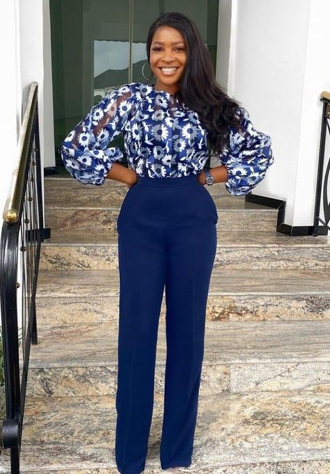 Corporate Blouse Office Wear, Corporate Trousers For Ladies, Corporate Tops For Ladies, Ankara Office Wear Work Outfits, Trouser And Top Styles For Ladies, Latest Office Dresses For Ladies, Work Tops For Women Office Style, Classy Tops For Women Chic, Corporate Dresses Offices Classy