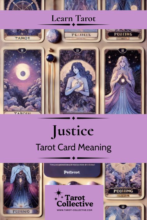 Discover the symbolisms behind the Justice tarot card and how it can influence your readings. Learn about its key meanings, from fairness and truth to balance and legal matters, and how to interpret this powerful card in various contexts. Visit www.tarot-collective.com for an in-depth exploration! #Tarot #JusticeCard #TarotReading #TarotMeanings Justice Tarot Card Meaning, Tarot Justice, Justice Tarot Card, Justice Meaning, Key Meaning, Justice Tarot, King Of Wands, Learn Tarot, Wands Tarot