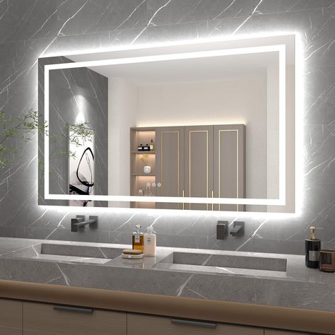 PRICES MAY VARY. 【Front and Backlit LED Mirror with Double LED Strips】 Twalsu LED bathroom mirror with lights bright two LED strips on both front and back, front and backlit mirror is brighter and clearer more than other LED bathroom vanity mirror, which only has front light or Backlit lighted. The lighted vanity mirror lighting are super bright without dark and bring enough lights for your makeup or grooming, has a better washing experience. 【3 Colors Adjustable & Dimmable & Memory Function】 Di Mirrors For Bathroom, Lighted Mirrors, Mirror Lighting, Led Vanity Mirror, Lighted Vanity, Vanity Mirror With Lights, Backlit Mirror, Support Wall, Bathroom Mirror Lights