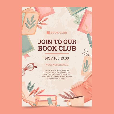 Book Club Design, Book Club Flyer, Book Club Poster, Summer Book Club, Library Posters, Poster Template Free, Summer Book, Club Poster, Club Flyers