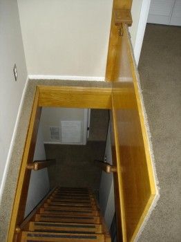 Carpeted Trap Door to Basement Trap Door To Basement, Door To Basement, Basement Stairs Remodel, Basement Stairs Ideas, Basement Doors, Basement Entrance, Hidden Spaces, Trap Door, Attic Stairs