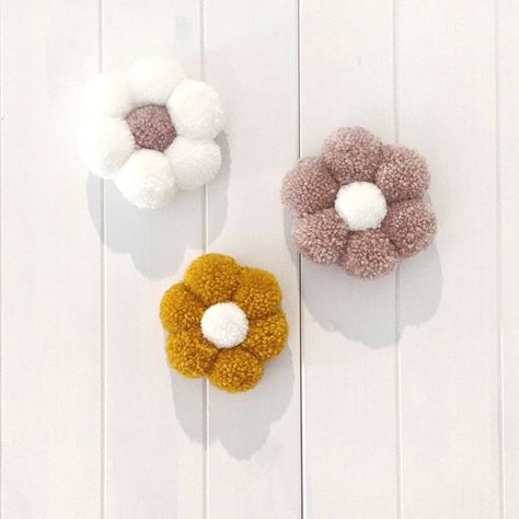 Pom Daisy, Flower Wand, Pom Flowers, Pom Pom Flowers, Fairy Wands, Hanging Flower, Boho Nursery, 1st Bday, Handmade Decorations