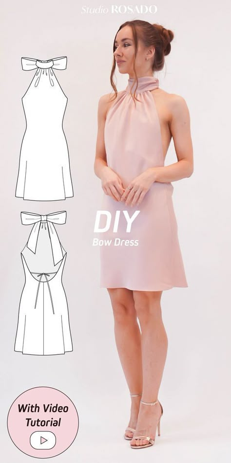 Easy Dress Sewing Patterns Free, Mini Dress Sewing Pattern Free, Satin Dress Pattern, Open Back Dress Pattern, Backless Dress Pattern, Silk Dress Pattern, Slip Silk Dress, Slip Dress Pattern, Bias Dress