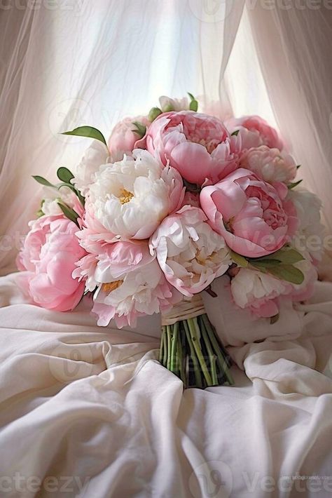 luxury wedding bridal bouquet with white peonies and mixed flowers on pink dresser, Generative AI All Pink Bridal Bouquet, Garden Rose And Peony Bouquet, Bridal Peony Bouquet, Blush Pink Wedding Flowers Bride Bouquets Peonies, Peonies For Wedding, Peony Themed Wedding, Wedding Pink Bouquets, Bride Bouquets Peonies, Bouquet Wedding Peonies