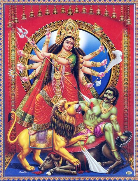 Durga Mahishasura Mardini (via Etsy: Easternimage) Kali Art, Mahishasura Mardini, Hindu Cosmos, Goddess Kali Images, Maa Saraswati, Maa Durga Photo, Durga Ji, Durga Kali, Buddhist Art Drawing