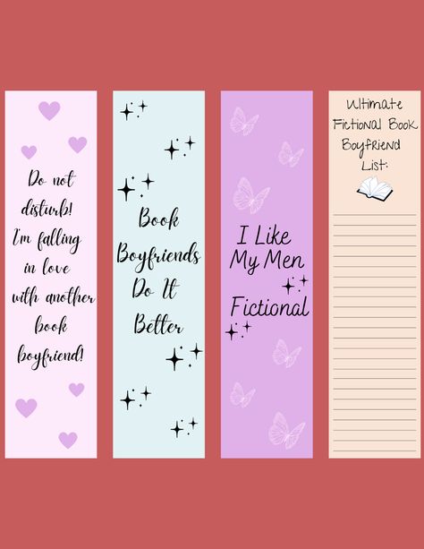 Bookmark For Boyfriend, Book Boyfriends List, Free Printable Bookmarks, Bookmarks For Books, Printable Bookmarks, Bookmark Template, Diy Bookmarks, Book Marks, Love My Man