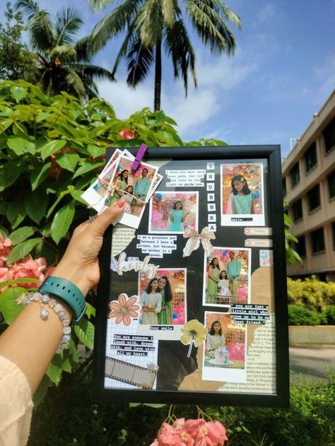 Friend Picture Collage Gift, Aesthetic Picture Frame Collage, Picture Frame Best Friend Gift, Picture Frame For Best Friend, Bff Photo Frame Gift Ideas, Best Friend Pictures Frames Gift Ideas, Handmade Collage Photo Gift Ideas, Friend Picture Frame Ideas, Photo Collage Gift Ideas Diy