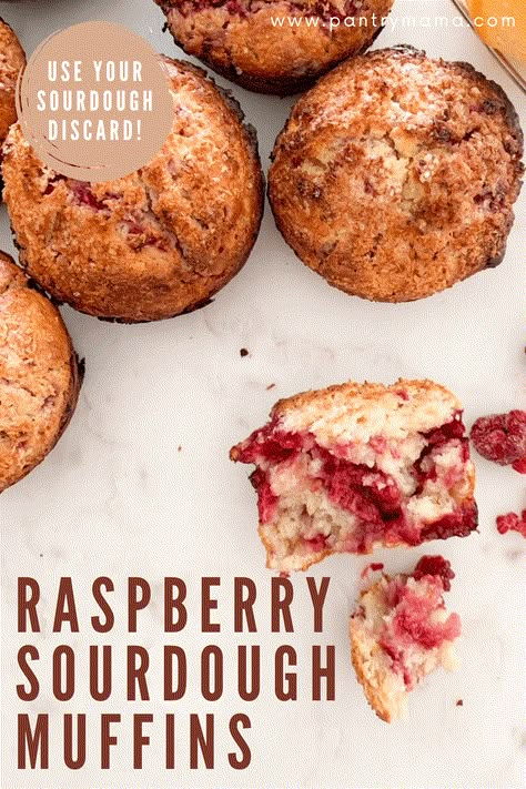 These sourdough raspberry muffins with orange and coconut can be made using sourdough discard and are all things delicious! Sourdough Raspberry, Sourdough Discard Muffins, Discard Muffins, The Pantry Mama, Using Sourdough Discard, Pantry Mama, Raspberry Muffin Recipes, Sourdough Starter Discard Recipes, Starter Discard Recipes